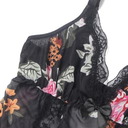 Zeloria Sexy Mesh Nachtjurk met Bloemenprint en Split – Transparante Lingerie Jurk met Kant en Slip – Verleidelijke Nightgown Dames – M — thumbnail 7