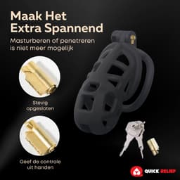 Quick Relief Elite Lock™ Medium - Chastity cage - Kuisheidskooi met 4 ringmaten - Kuisheidskooi voor Mannen - Sissy - Cock Cage - Zwart — thumbnail 8