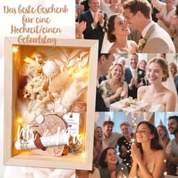 Romantisch geldcadeau met eeuwige bloemen en houten doos voor hem en haar — thumbnail 3