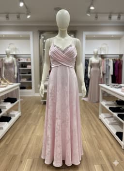 Lange Satijnen Avondjurk Dames – Elegante Gala Jurk met Kant & Verstelbare Bandjes – Luxe Feestjurk - Pink — thumbnail 1