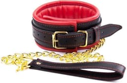 Banoch - Collar & leash Gold - Halsband en Riem - Rood met goud — thumbnail 5
