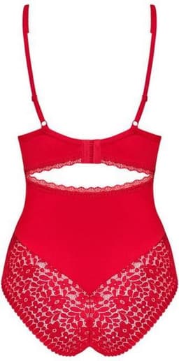 Obsessive Jolierose Open Kruis Teddy - Erotische Body - Maat S/M - Rood — thumbnail 2