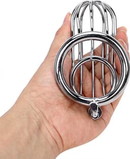 Quick Relief - Chastity Cage No-Relief™ - Kuisheidskooi - Metaal - Kuisheidskooi voor Mannen - Staal - Chastity cage - Deluxe Sissy - Cock Cage - Zilver — thumbnail 4