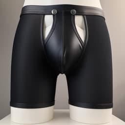 Heren Boxer met Lange Pijpen en Open Kruis - Mesh / PU Leder - Zwart - Maat L | LS067 — thumbnail 1