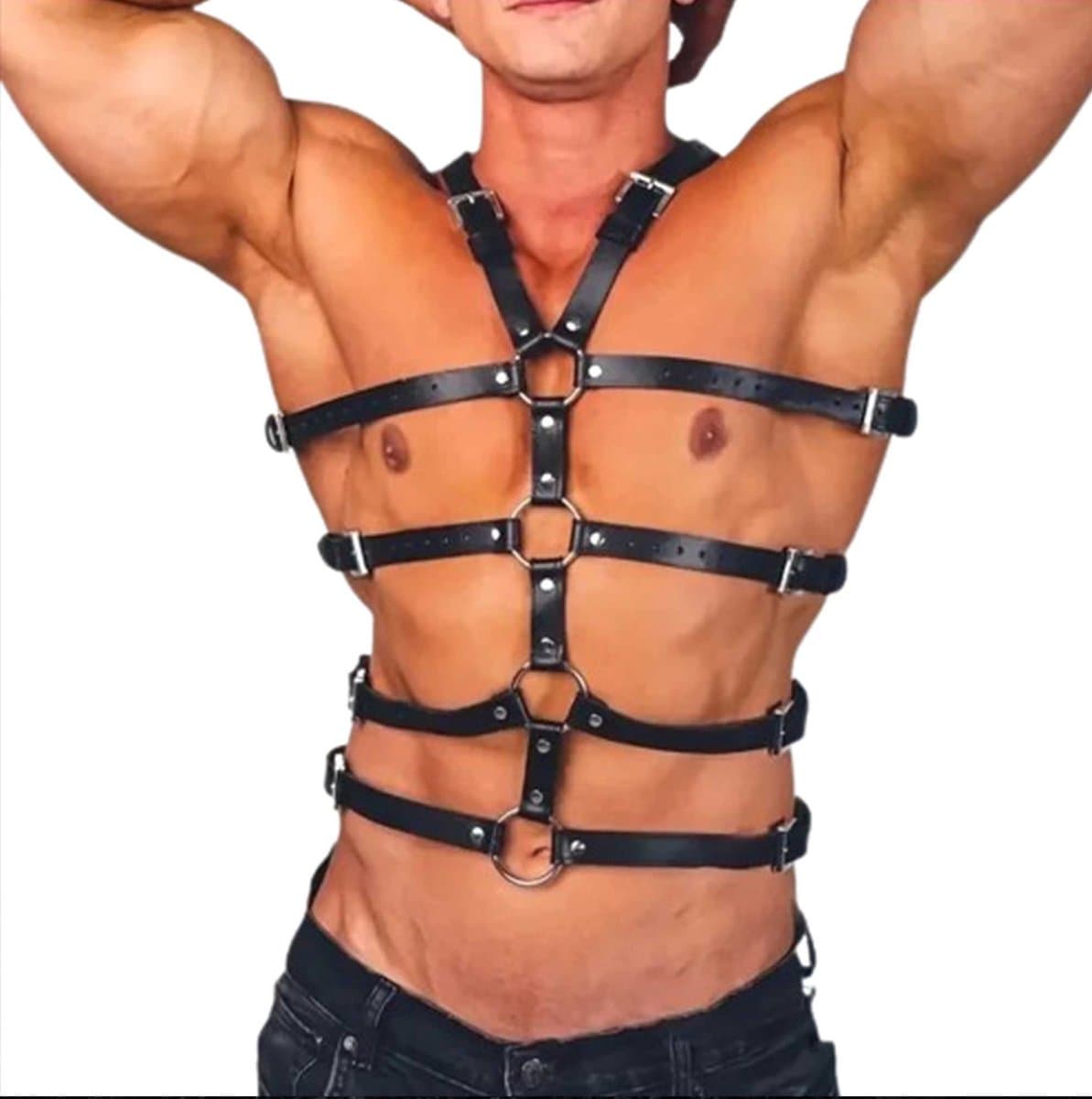 Heren Lingerie Harnas - Leather Look - Verstelbaar - One Size Bondageharnas - Herenlingerie - Leer Uitstraling - Sexy voor Mannen - Bondage — afbeelding 1