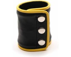 665 Leather - Leren Pols Portemonnee met Rits - Zwart/Geel