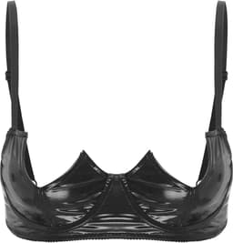Uitdagende half open latex wetlook BH - Erotische Beha - Push up - Sexy lingerie - Halve borst zichtbaar — thumbnail 4