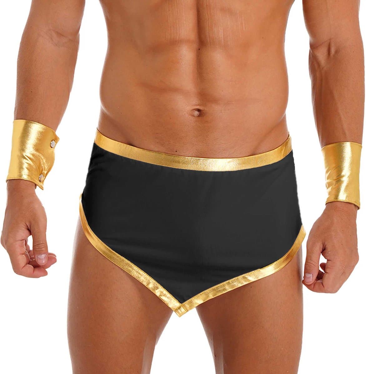 Erotische rollenspel ondergoed heren - Open kruis - Lingerie set met armbandjes - Sexy onderbroek - Stretch - Penis hangt vrij — afbeelding 1