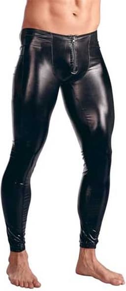 Strakke latex wetlook broek mannen - PU Leder - Club kleding - Erotische broek - Faux leer - Lange pijpen — thumbnail 1