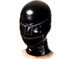 Latex seks masker - BDSM - 100 % Latex - 0,45MM Dik - Rits ogen en mond - L/XL