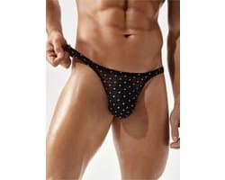 LekkerStout Rhinestone String - Zwart- Sexy Herenondergoed | L | ( LS101 )