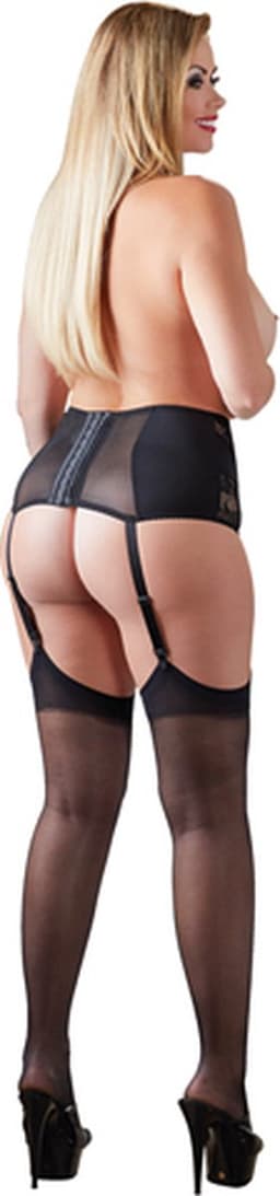 Cottelli Plus Size – Sexy Jarretel Gordel met Kanten Inleg voor een Onweerstaanbare Uitstraling – Maat 4XL - Zwart — thumbnail 8