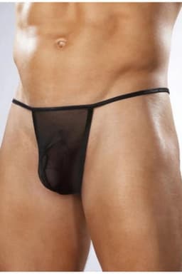 Transparante heren string in het zwart - Comfortabel en stijlvol transparant ondergoed voor heren - Verkrijgbaar in maat XS, S, M, L, XL, XXL, XXXL en 4XL — thumbnail 1