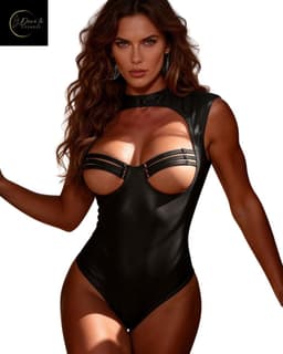 Sexy Lingerie Body Dames – Luxe Lingerie – Zwart – Wetlook Lingerie met Cut-Out Detail – Lak – Latex – Erotische Lingerie – Bodysuit – Lingerieset – Kinky – Erotische Body – BDSM – Shapewear Corset – Leer – PU Top – Dare to Undress Maat S, M, L, XL — thumbnail 15