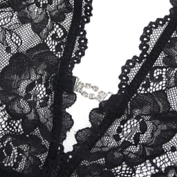 Sexy Lingerie - Erotische Zwarte Glamour Body Kant met Decolleté - Stras steentjes - Open Kruis - Sexy Teddy - Erotiek - Valentijnsdag - Kleur Zwart - Maat XXL — thumbnail 4