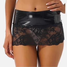 Latex wetlook rok met kanten onderzijde - Erotisch - Verleidelijk - Sexy lingerie - Zwart — thumbnail 3