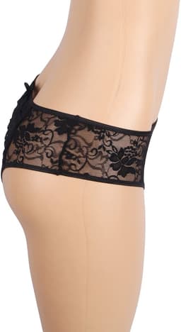 Zeloria Kanten Slip met Open Kruis – Zwart – Dames Lingerie Slip met Stretch – XL — thumbnail 11