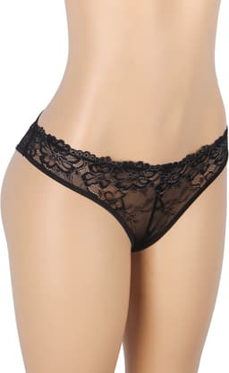 Zeloria Kanten Slip met Open Kruis en Strikdetail – Zwart – Dames Lingerie Slip met Bandjes – S — thumbnail 5