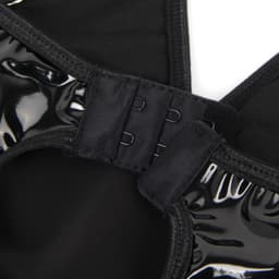 Latex Wetlook Sexy Jurkje – Lingerie Erotisch – Zwart – Lingerie Setje – Luxe Lingerieset – Leren PU Lingerie Jurkje – Leatherlook – Verleidelijk & Mysterieus – Inclusief Chocker – Kinky – BDSM – Festival Outfit – Clubwear – Wasteland – S, M, L, XL — thumbnail 5