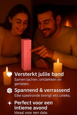 Romantisch Koppelspel Nederlands – Couple Game Blocks – Date Night Blokken – Koppelspel - Spel voor Stellen – Valentijn Cadeau – Intiem en Speels – Liefdesspelletjes voor Relaties - Inclusief Blinddoek — thumbnail 2