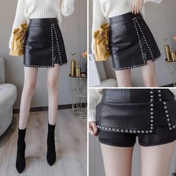 Lange Lederen Rok - V-Split - Hoge taille - Zwart - PU Leder - Sexy — thumbnail 3