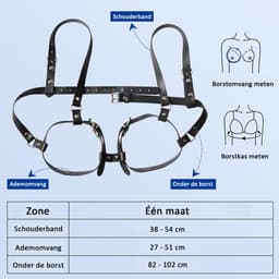 DOWO® - Body Bondage - Borstboeien - Kleding Accessoires - Sexy Lingerie - Erotiek Riem - Bondagesets - SM BDSM - Leer- Harnas Vrouwen - Sextoys voor vrouwen - One Size — thumbnail 6