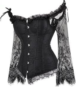 Corset Dames Zwart Kant – Off Shoulder Sexy Lingerie – Lange Mouwen — thumbnail 5