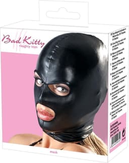 Bad Kitty – Bondage Masker Open Ogen en Mond voor de Gewillige Onderdaan – Zwart — thumbnail 4