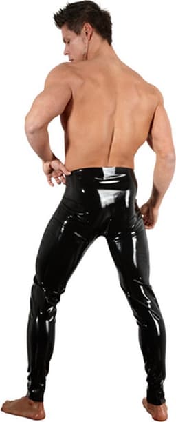 LateX- Latex Unisex Legging met Rits Sluiting bij Kruis voor Spannende Interacties en  Maat L - Zwart — thumbnail 4