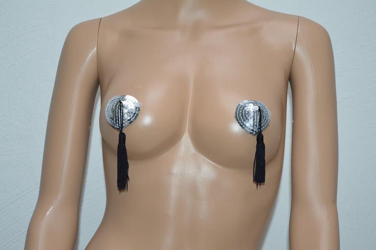 Zilver Hartvormige Tepelstickers Tepel PlakkerTepelkwastjes Nipple Sticker — afbeelding 1