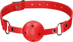 Ouch! Mond Knevel met Geperforeerde Bal en Lederen Band Verstelbaar - Rood — thumbnail 12