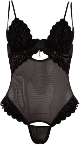 Zwarte String body met afneembare cups en kruis — thumbnail 1