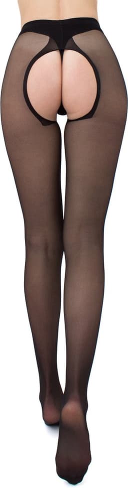 Giulia - Intimo Plus licht glanzende 20den Sheer Panty met open kruis - Zwart - L — thumbnail 2