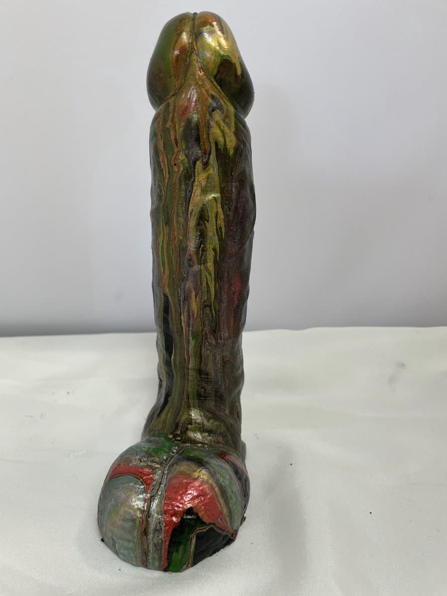 Handbeschilderde Piemelkunst van Keramiek Gips – Uniek Kunstobject – 18,5 cm – Cadeau & Decoratie — afbeelding 1
