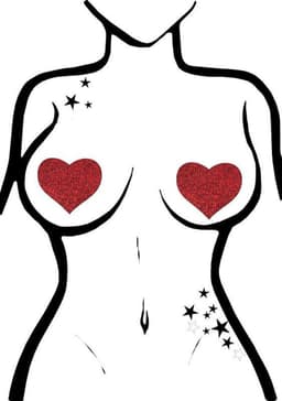 Rode glitter hart tepel stickers - erotische tepelstickers — thumbnail 2