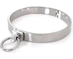Kiotos - RVS Collar Solid Met Transparant Kristal voorzijde - Large - 13,5 cm