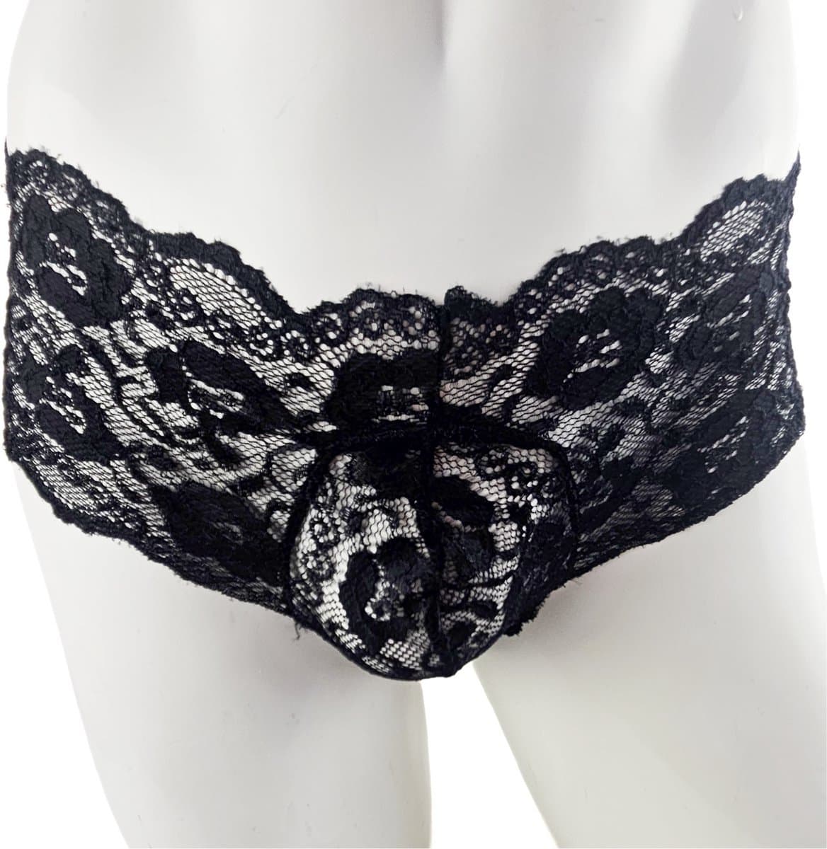 BamBella ® - Slip - maat Onesize S M L zwart Sexy erotische heren onderbroek mannen kant stof — afbeelding 1