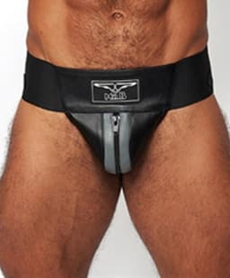 Mister b leather premium jockstrap black/grey xl — thumbnail 1