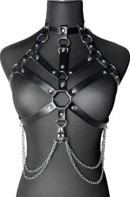 Leather Look Harnas met Ketting - Dames Lingerie - BDSM - Verstelbaar - Topje - Festival - Seks — thumbnail 1