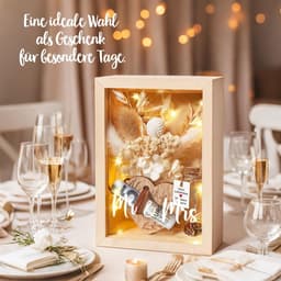Romantisch geldcadeau met eeuwige bloemen en houten doos voor hem en haar — thumbnail 3