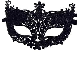 Masker - Venetiaans masker - Oogmasker - Gemaskerd bal - Verkleedmasker feest - Zwart met glitter - Jonyx — thumbnail 3