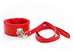 Smart Moves - Bont Gevoerde Collar met Leiband - Rood — thumbnail 1
