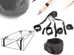 BDSM Bondage set - Handboeien - Bed Harnas Set - Verstelbaar - Pluche — thumbnail 2