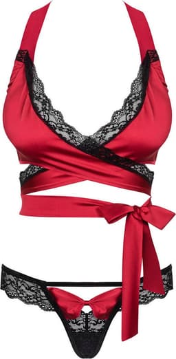 Obsessive Sensuelia 2-Delige Lingerie Set Met Wikkeltop - Rood — thumbnail 10