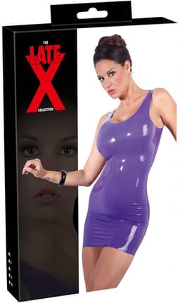 LateX – Latex Mini Jurk met  Pasvorm  en Opvallend Maat S – Paars — thumbnail 4