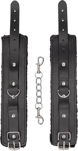 Plush Bonded Leather Hand Cuffs - With Adjustable Straps — thumbnail 2