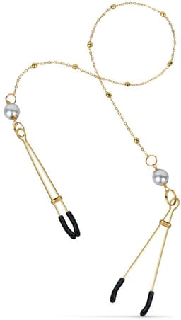 Gouden Tepelklemmen met Ketting en Parels — thumbnail 2