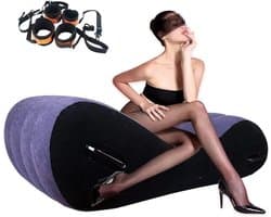 Sex Kussen - Opblaasbaar Seks Kussen - Seks Meubel - BDSM Speelgoed - PVC met Zacht Fluweelcoating - Blauw - Discreet Verzonden
