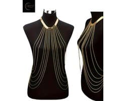 Erotische Bodychain met Luxe Giftbag – Sexy Halsketting – Goud – Erotisch Lichaamssierraad – Lingerie Accessoire – Lingerie, Festival & Clubwear – Body Harnas – One Size – Premium Kwaliteit | Dare to Undress