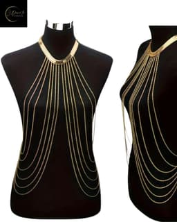 Erotische Bodychain met Luxe Giftbag – Sexy Halsketting – Goud – Erotisch Lichaamssierraad – Lingerie Accessoire – Lingerie, Festival & Clubwear – Body Harnas – One Size – Premium Kwaliteit | Dare to Undress — thumbnail 1